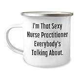 Spring Pet Products Funny Nurse Practitioner Enamel Camping Mug – 12oz – “I’m That Sexy Nurse Practitioner Everybody’s Talking About” – NP Gift for Women & Men