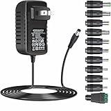 GuanTing Universal AC Adapter 12V 2A Power Supply Charger 24W AC110V to DC12V 2000mA 1500mA 1000mA 500mA Power Driver 8 DC Plug Tips 12 Volt Converter Inverter Transformer ac dc Adapter(DC12V~2A)