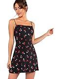 Floerns Women's Summer Floral Cherry Print A Line Short Cami Dress