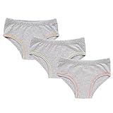 ORGANICKID Girls 100% Organic 100% Cotton Underwear GOTS Certified Kids Toddler Panties Briefs Pack of 3 (3 Greys, 7-8 Years)