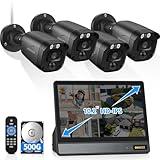 Full HD 5MP Definition Wired Security Camera System Outdoor Home Video Surveillance Cameras CCTV Camera Security System Outside Surveillance Video Equipment DVR Kits (All-in-one Monitor)