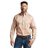 Ariat Solid Twill Classic Fit Shirt-Men's Long Sleeve Western Button-Down, Khaki, Small
