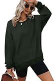 XIEERDUO Women's Tops Long SLeeve Fall Girls Sweaters Off to College Dark Green XL