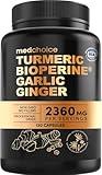 4-in-1 Turmeric and Garlic Supplements with Bioperine 2360 mg Turmeric Ginger Root Capsules with Garlic for Joint, Digestion & Immune Support (120 ct)