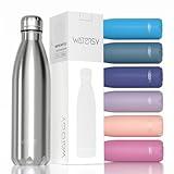 WATERSY Stainless Steel water bottles,17oz/500ml Insulated Water Bottles,Sliver metal water bottle Keeps Drink Cold and Hot,BPA Free kids water bottles for School,Gym,Travel,Sports