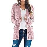 Coupons for Prime Amazon Members Women's Cardigan Chunky Open Front Button Sweaters with Pockets Loose Slouchy Oversized Fall Outerwear Coat Chunky Cardigan Women Pink 2X