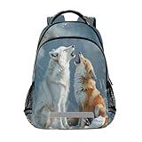 Arctic Wolf and Fox Backpacks Travel Laptop Daypack School Book Bag for Men Women Teens Kids