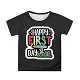 Mgoohoen First Day of 1st Grade Shirt Boys 2nd Shirts for Girls White Kids T Tshirt Yellow Back Pack Kindergarten Boy to School Clothes 12-13 Years Happy Cute 10-12,Black,6-7 Years