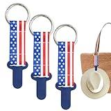 YVTTOX 3 Pcs Hat Clip for Travel on Bag, Vacation Cruise Essentials Accessories for Travel Backpack Luggage, Strong Grip Beach Hat Holder for Family (Flag)