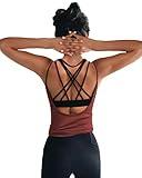 OYANUS Womens Summer Workout Tops Sexy Backless Yoga Shirts Open Back Activewear Running Sports Gym Tank Tops Burgundy M