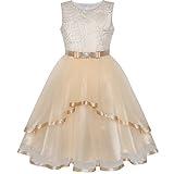 Sunny Fashion Flower Girl Dress Beige Wedding Party Bridesmaid Dress Size 12