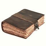LEATHER VILLAGE Leather Bound Vintage Journal for Women & Men - Book of Shadows - Lock Closure - 200 Pages of Antique Deckle Edges Handmade Paper - Rustic Brown Color - 7 X 5 inches