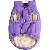 JoyDaog 2 Layers Fleece Lined Warm Dog Jacket for Puppy Winter Cold Weather,Soft Windproof Small Dog Coat,Purple M