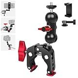 Mechrig Super Clamp with Dual Ballhead Magic Arm, Aluminum Camera Clamp Mount Kit for DSLR Action Camera/Phone/Monitor/Video Light/Microphone, Camera Mount for Tripod/Desk/Tube (SY006)
