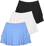 3 Pack Womens Skorts Skirt Mini Tennis Shorts Built in Underneath Golf Casual Athletic Yoga Workout Pockets High Waisted Active Sport Running Pickleball Pleated Summer Layered Gym Exercise Flowy