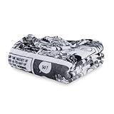 Berkshire Blanket Peanuts® VelvetLoft® Cute Character Snoopy Plush Oversized Kids Throw Blanket, I'm Up! Peanuts Comic Strips White (50in x 60in)