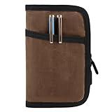 Baizoy Field Notes Notebooks Cover for 3.5 X 5.5 Inch Pocket Notebook Covers With Zipper Pen Holder,Water Resistant Journal Notebook Planner, Classy Waxed Canvas EDC Wallet (Dark Brown)