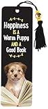 Happiness Is a Warm Puppy and a Good Book Beaded Bookmark