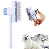 Cat Comb Pet Comb Self Cleaning Upgraded Cat Brush for Long Haired Cats & Dogs, Blue