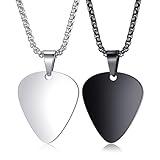 MOO&LEE Guitar Pick Necklace for Men Women Guitar Pendant 24 Inch Stainless Steel Chain, BFF Necklace for 2