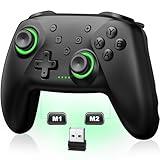 PC Controller, Wireless Bluetooth Controller, 1000mAh Battery, with Hall Effect Joysticks & Triggers, No Dead Zone, No Stick Drift, Controller for PC, Switch, iOS and Android, Cool Dynamic Light