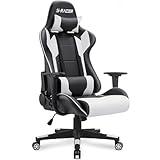 Homall Gaming Chair, Office Chair High Back Computer Chair Leather Desk Chair Racing Executive Ergonomic Adjustable Swivel Task Chair with Headrest and Lumbar Support (White)