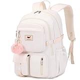 LXYGD Laptop Backpack 15.6 Inch Kids Elementary Middle High School Bag College Backpacks Anti Theft Travel Back Pack Large Bookbags for Teens Girls Women Students (Off-white)