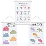 Preboun 3 Pcs Care Mental Health Posters Therapy Office School Decor Psychology Wall Art Needs Poster Self Care Art Painting Positive Psychology Home Decoration Behavior Counseling