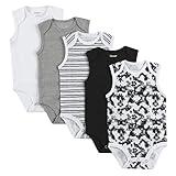Hanes Unisex Baby Bodysuits, Ultimate Flexy Sleeveless For Boys & Girls, 5-pack, White/Grey/Black, 18-24 Months US