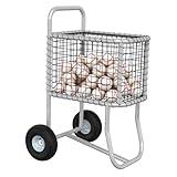 MOOFI Sports Baseball Cart with Wheels,Large Softball Caddy Ball Holder, Holds up to 300 Baseballs or 150 Softballs (Sliver)