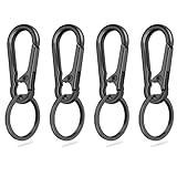 4Pack Small Keychain Rings, Metal Key Carabiner Clip, Mini EDC Key Ring Chain Holder Organizer for Purse Charm Hook, Car Keychain, Paracord Keychain Lanyard, Men and Women Key Fob (Gun Black)