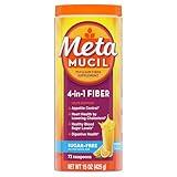 Metamucil 4 in 1 Daily Fiber Supplement Powder, Fiber Powder for Digestive Health and Regularity*, Sugar-Free, Orange, Naturally Sourced Psyllium Fiber, 72 teaspoons