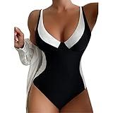 One Piece Bathing Suit for Women Cutout V Neck Tummy Control O Ring Sexy Swimsuits Vintage Bathing Suits Push up Swimwear Slimming One Piece Bathing Suit Athletic Swimsuit Beach Outfits Black