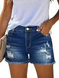 MixShe Shorts for Women Denim Pants Womens Jeans Spring Break Essentials Fashion Beach Vacation Clothes Summer Outfits Dark Blue Large