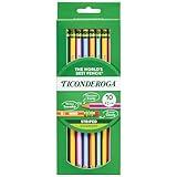 Ticonderoga X13910 Striped Wood-Cased Pencils, 2 HB Soft, Pre-Sharpened, 10 Count, Assorted Colors