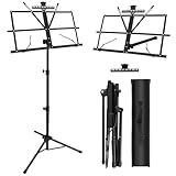 DkOvn 1/2/4/8 Pack Music Stand, with Music Sheet Clip Holder & Carrying Bag(1 Pack Black)