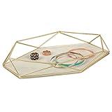 Umbra 299481-221 Prisma Tray, Geometric Plated Jewelry Storage, 11" Length x 7.25" Height x 1.5” Width, Matte Brass