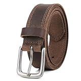 VATAN Men's Genuine Leather Casual Every Day Jeans Belts, Handmade Men Leather Belt with Gift Box (B-Bourbon Brown (Double Stitch), 42 (Waist 40))