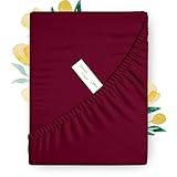 Carressa Linen 100% Egyptian Cotton King Fitted Sheet Only - 800 Thread Count 16" Deep Pocket Fitted Sheet, Durable Sateen, All-Around Elastic, Head/Foot Side Indicators, Burgundy King Fitted Sheet