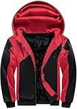 Sovtemp Hoodies for Men Full Zip Up Fleece Warm Jackets Thick Coats Heavyweight Sweatershirts Black/Red L