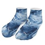 Blue Golden Marble Textures Trendy Ankle Socks for Men Women Non Slip Sports Low Cut Sock