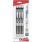 Pentel EnerGel RTX Retractable Liquid Gel Pen, (0.3mm), Extra Fine Line, Needle Tip, Black Ink, Pack of 3 (BLN73BP3A)