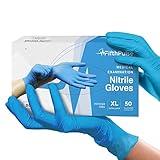 Blue Gloves Disposable Latex Free X Large, 50 Count - Medical and Dental Grade Surgical Gloves - Powder Free Nitrile Gloves X Large - 3 Mil Thickness
