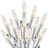 Minetom Clear Christmas Lights Set 100 Count 25 Feet Incandescent Bulb Mini String Lights for Indoor Christmas Tree Garland Birthday Wedding Party Festival Decoration, White Wire