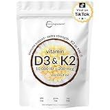 Micro Ingredients Vitamin D3 10,000 IU + K2 MK-7 200 mcg, 300 Softgels | Virgin Coconut Oil | 2-in-1 Bone, Immune & Heart Support | Easy to Swallow, Non-GMO