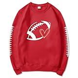 Football Sweatshirts for Women Funny Graphic Hoodies Pullover 2025 Crewneck Long Sleeve Mama Shirts Soccer Outfits Oversized Cute Fall Sports Fan Tops Casual Soft Teen Girls Pullovers Clothing Red