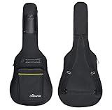 Faswin 41 Inches Guitar Bag Dual Adjustable Shoulder Strap Acoustic Guitar Case Gig Bag, Waterproof Oxford Cloth 0.3 Inch Thicken Sponge Pad, Black