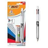 BIC 4-Color 3+1 Retractable Ballpoint Pen with Red, Blue, Black Ink and 0.7 mm Mechanical Pencil, 1-Count in Assorted Ink