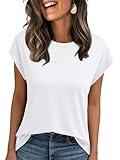 AUTOMET Womens Summer Tops T Shirts Cap Sleeve Business Casual Dressy Spring Fashion Outfits Cute Trendy Vacation Clothes 2025 White M
