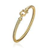 HIPYGOTO Twisted Cable Wire Bracelets for Women, Stainless Steel Designer Brand Inspired Cuff Bangle Bracelet Fashion Christmas Jewelry Gift